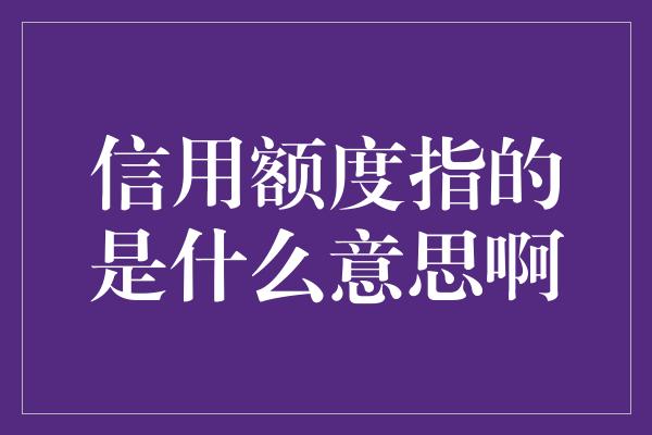 信用额度指的是什么意思啊