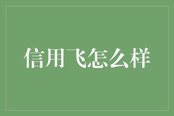 信用飞怎么样