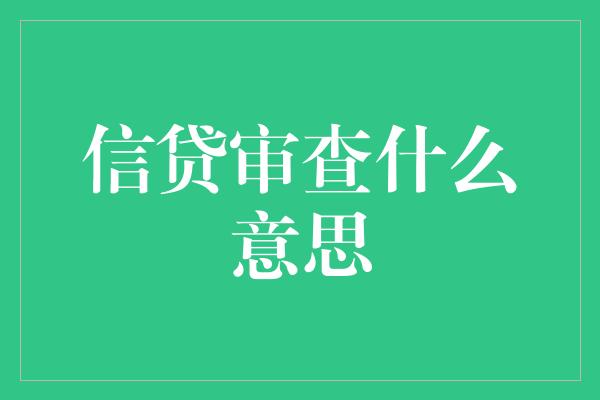 信贷审查什么意思