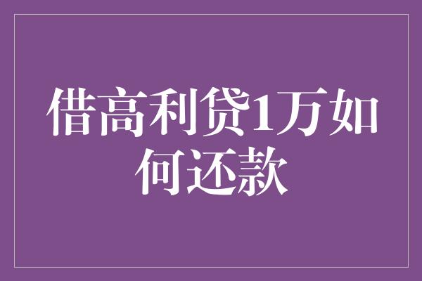 借高利贷1万如何还款