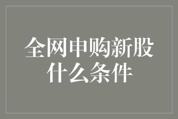 全网申购新股什么条件