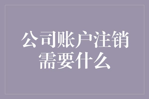 公司账户注销需要什么