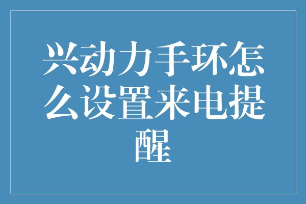 兴动力手环怎么设置来电提醒