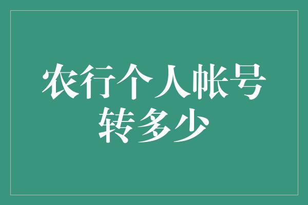 农行个人帐号转多少