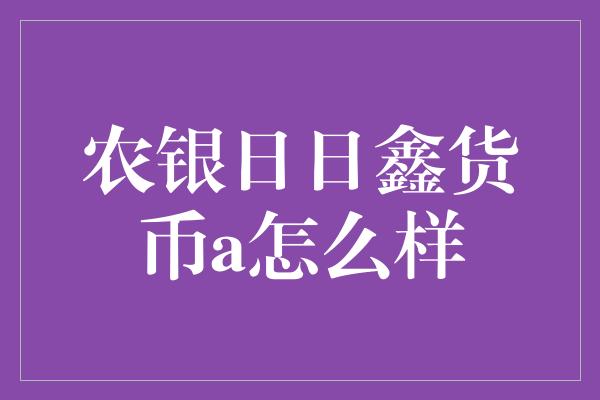 农银日日鑫货币a怎么样