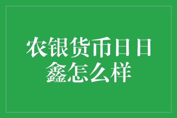 农银货币日日鑫怎么样