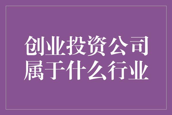 创业投资公司属于什么行业