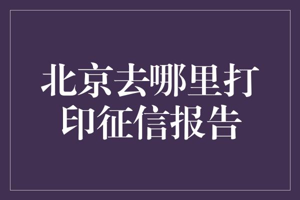 北京去哪里打印征信报告