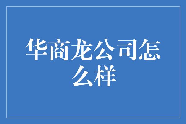 华商龙公司怎么样