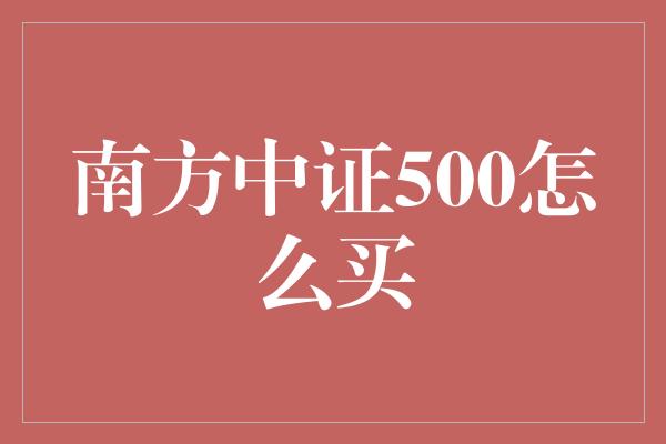 南方中证500怎么买