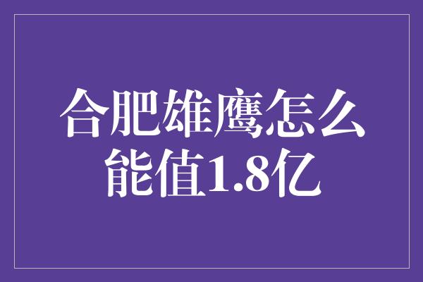 合肥雄鹰怎么能值1.8亿