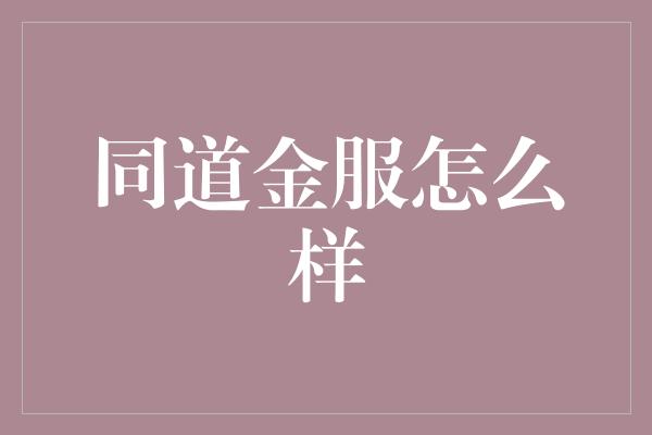 同道金服怎么样