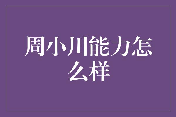 周小川能力怎么样