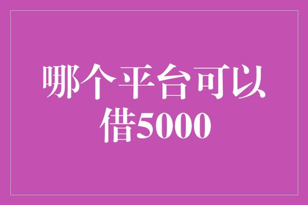 哪个平台可以借5000