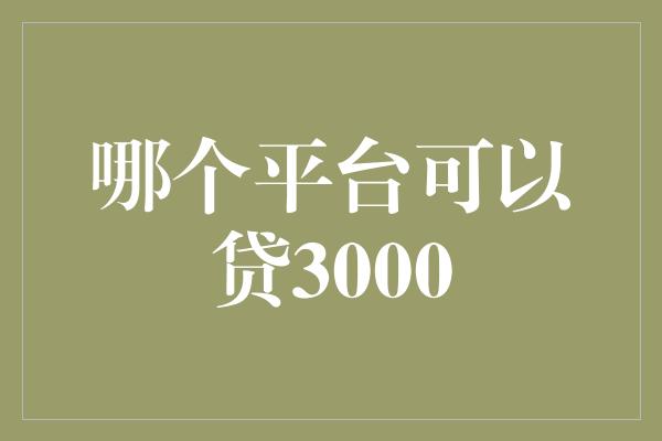 哪个平台可以贷3000