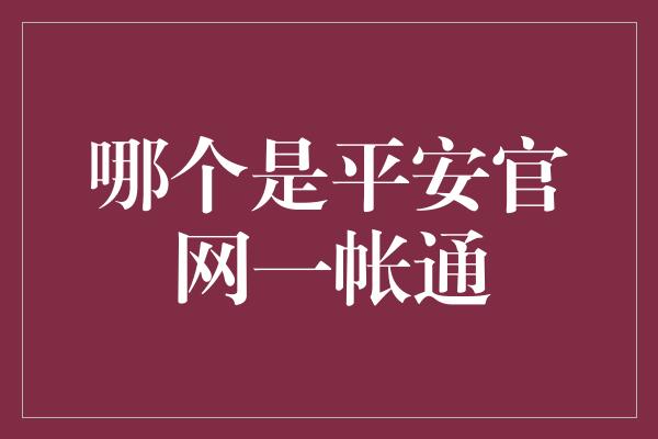 哪个是平安官网一帐通