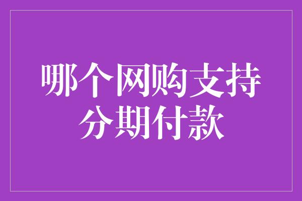 哪个网购支持分期付款