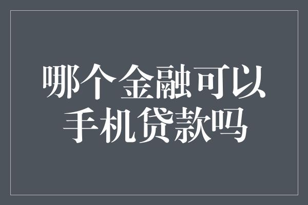 哪个金融可以手机贷款吗