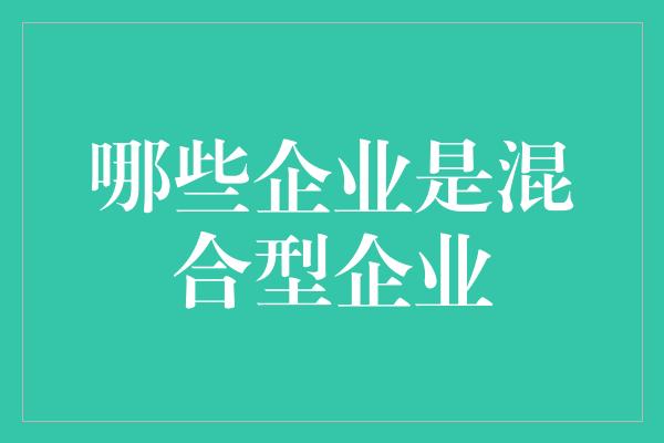 哪些企业是混合型企业