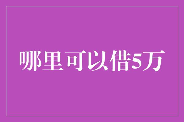 哪里可以借5万