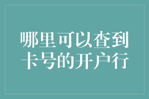 哪里可以查到卡号的开户行