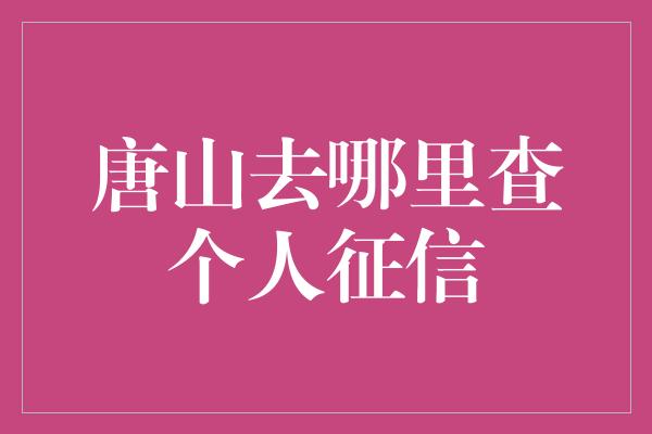 唐山去哪里查个人征信