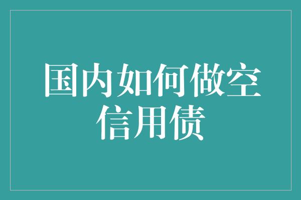 国内如何做空信用债