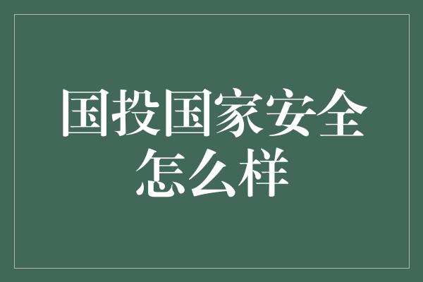 国投国家安全怎么样