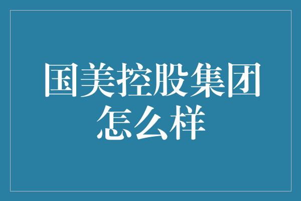 国美控股集团怎么样