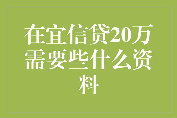 在宜信贷20万需要些什么资料