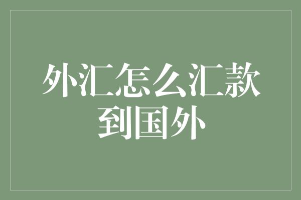 外汇怎么汇款到国外