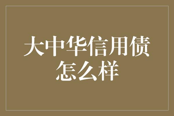 大中华信用债怎么样