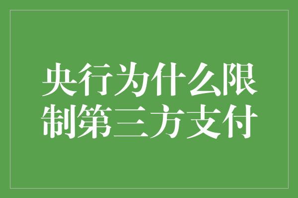 央行为什么限制第三方支付