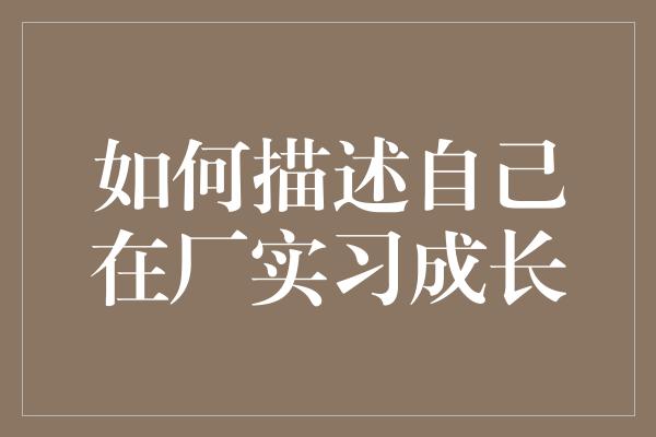 如何描述自己在厂实习成长