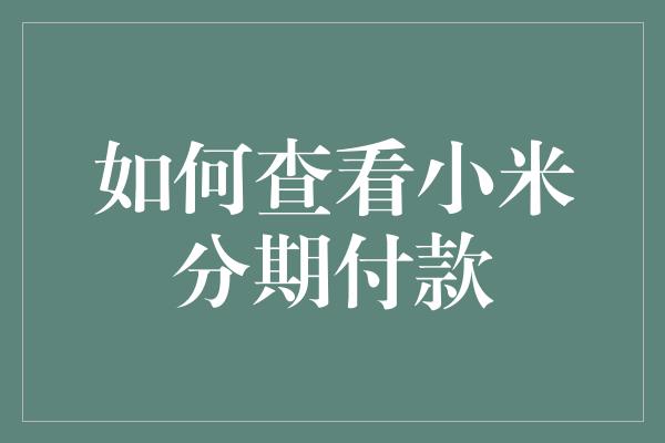 如何查看小米分期付款