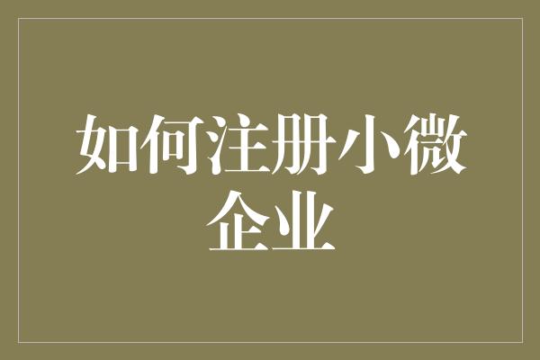 如何注册小微企业