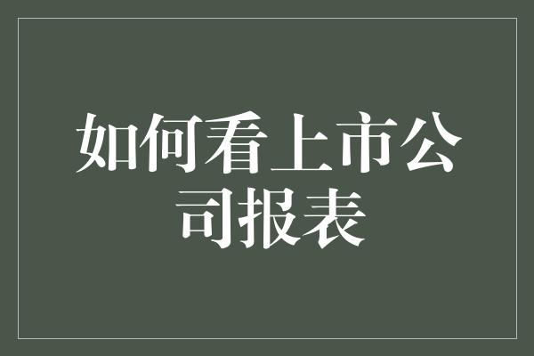 如何看上市公司报表