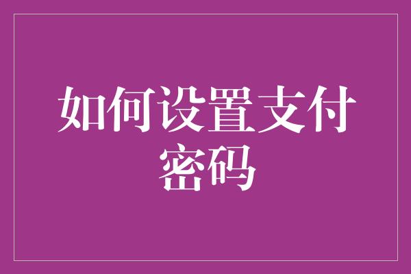 如何设置支付密码