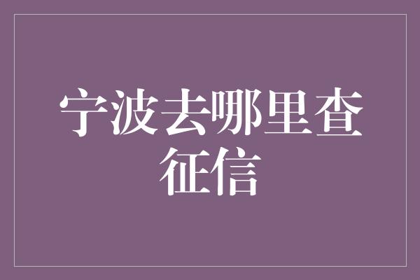 宁波去哪里查征信