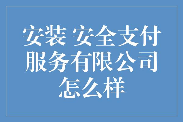 安装 安全支付服务有限公司怎么样