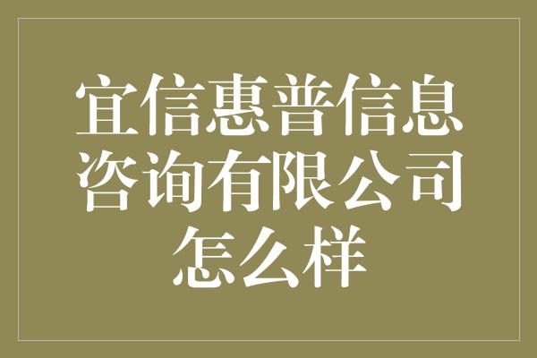 宜信惠普信息咨询有限公司怎么样