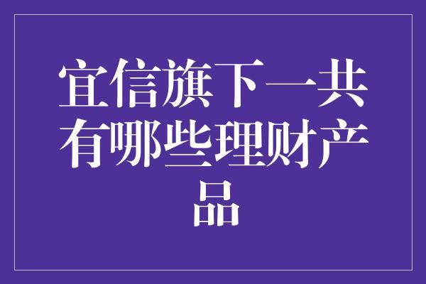 宜信旗下一共有哪些理财产品