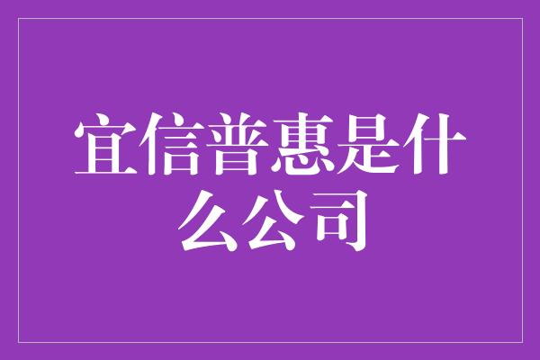 宜信普惠是什么公司