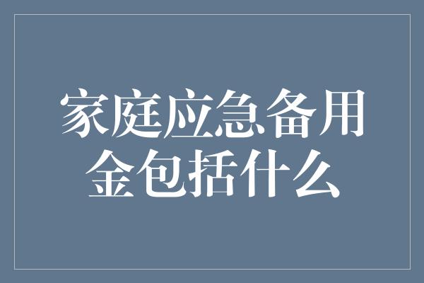 家庭应急备用金包括什么