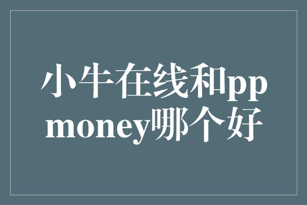 小牛在线和ppmoney哪个好