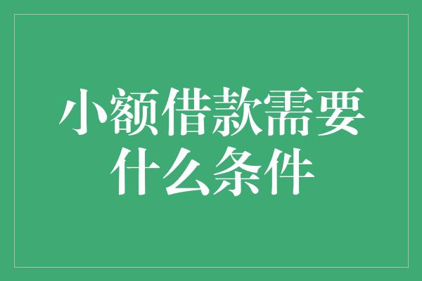 小额借款需要什么条件