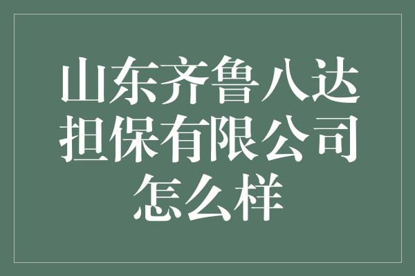 山东齐鲁八达担保有限公司怎么样