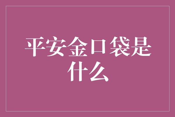 平安金口袋是什么