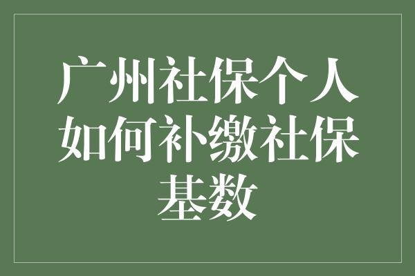 广州社保个人如何补缴社保基数