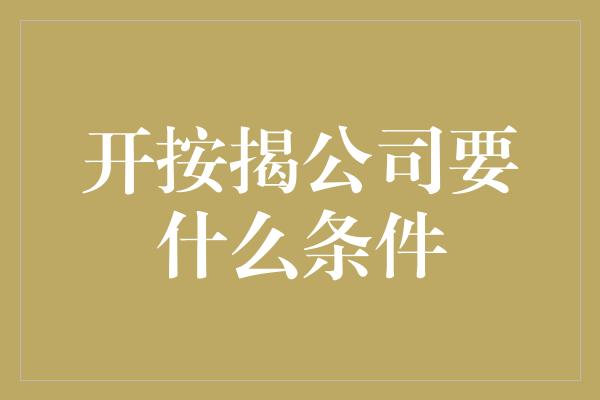 开按揭公司要什么条件